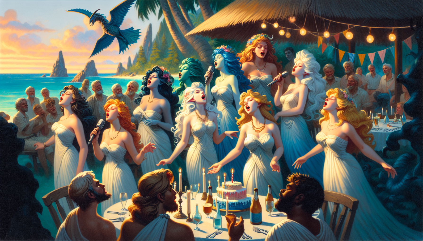 Singing Serenade by a Pack of Sirens: Luring Guests to an Island Birthday with Enchanting Melodies