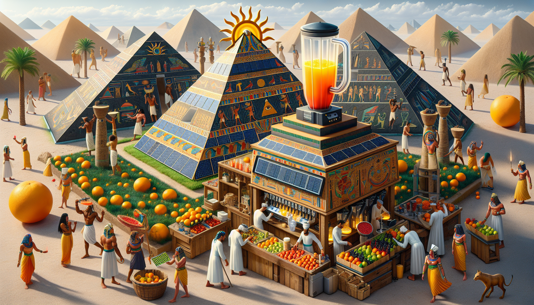 The Pyramid Power Plant: Pharaohs Harness Sunbeams for the First Solar Smoothie Stand